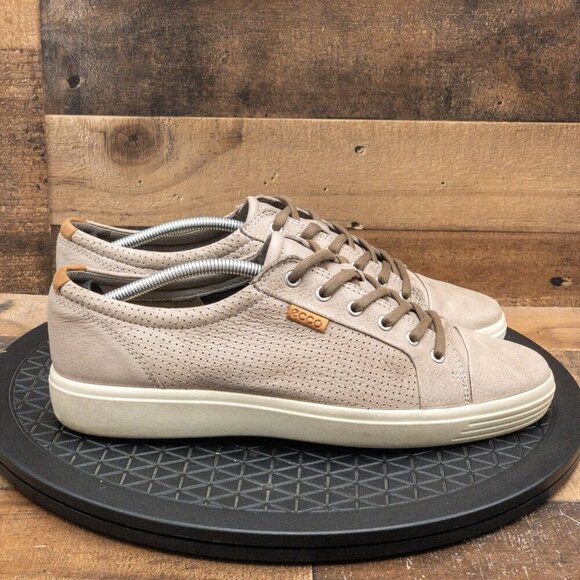 ECCO SOFT STREET SNEAKERS MENS CASUAL SHOES TAN LEATHER PERFORATED SIZE 12/46EU - Picture 9 of 9